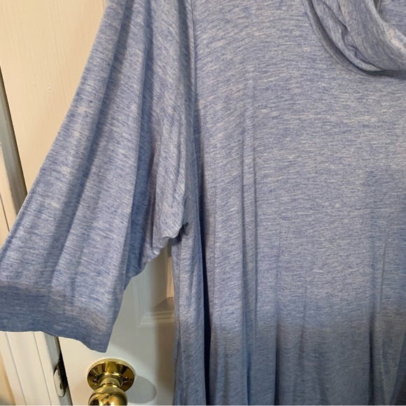 Tahari 3x Soft Blue Cowl Neck tunic Top 3/4 sleeve - Picture 5 of 8